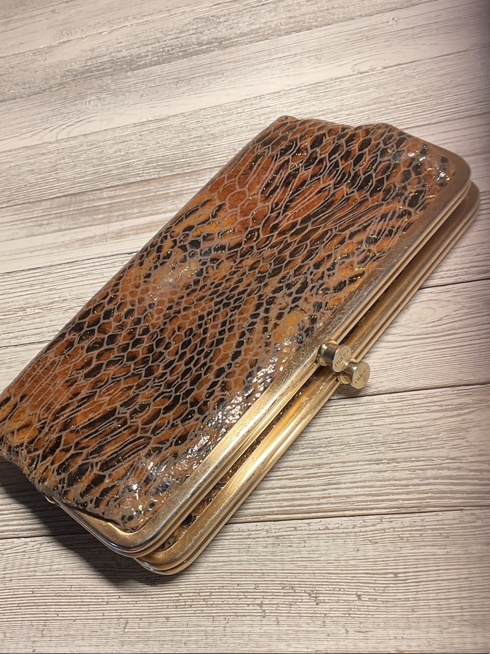 Hobo Wallet Womens The Original Brown Snakeskin Lauren Clasp